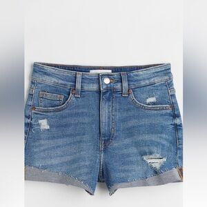 H&M denim distressed shorts